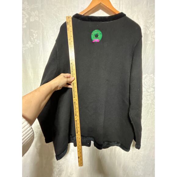 The Quacker Factory Cardigan Sweater 1X Black Nutcracker Sequin Holiday - Picture 11 of 11
